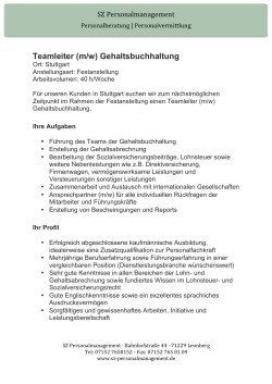 Teamleiter (m/w) Gehaltsbuchhaltung Standort Stuttgart