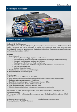 Volkswagen Motorsport. - TU Braunschweig CareerService