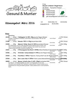 Käseangebot März 2016