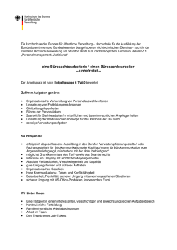 eine B&uuml;rosachbearbeiterin / einen B&uuml;rosachbearbeiter &ndash; unbefristet &ndash;