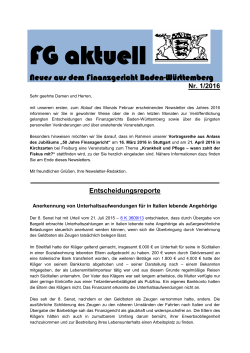 fg aktuell 1/2016 - Finanzgericht Baden