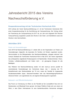 Jahresbericht 2015 des Vereins Nachwuchsförderung e.V.