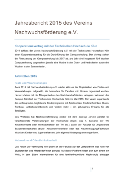 Jahresbericht 2015 des Vereins Nachwuchsf&ouml;rderung e.V.