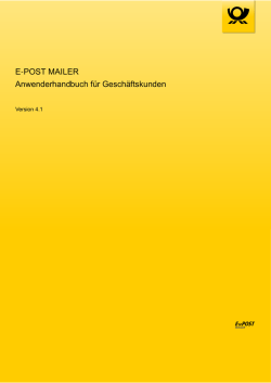 E-POST MAILER Anwenderhandbuch für Geschäftskunden
