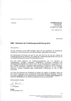 DMP - Nachweis der Fortbildungsverpflichtung 2015