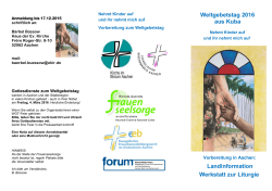 Flyer zum Weltgebetstag 2016 in der Ev. Kirchengemeinde Aachen