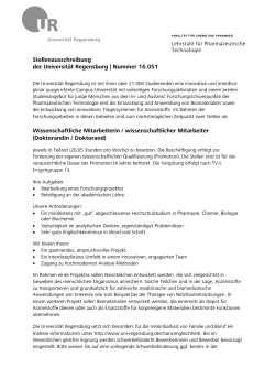 Stellenausschreibung der Universität Regensburg