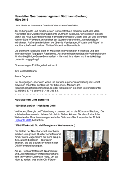 Newsletter Quartiersmanagement Düttmann