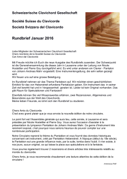 Januar 16 - Schweizerische Clavichord Gesellschaft