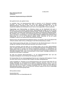 Im M&auml;rz 2016 Bayer Aktiengesellschaft Leverkusen