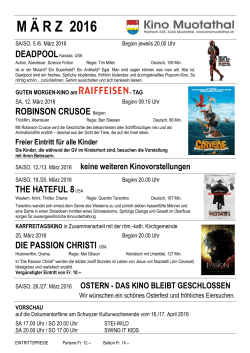 Kino Programm März 2016