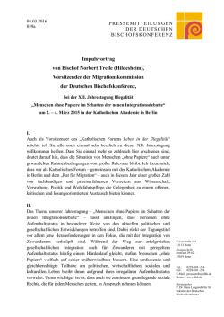Impulsvortrag von Bischof Norbert Trelle, Vorsitzender der