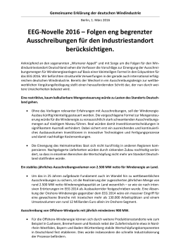 Gemeinsame Erklärung der deutschen Windindustrie