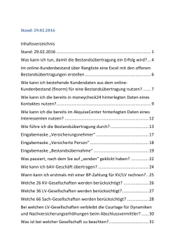 Inhaltsverzeichnis Stand: 29.02.2016