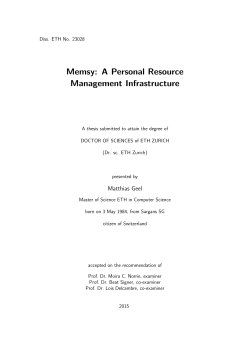 Memsy: A Personal Resource Management - ETH E