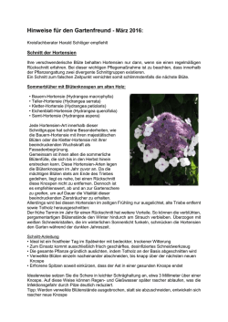 Hinweise f&uuml;r den Gartenfreund