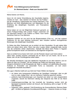 Haushaltsrede 2016 - Freie W&auml;hlergemeinschaft Steinfurt