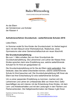2016 Infoblatt Grundschulempfehlung deutsch