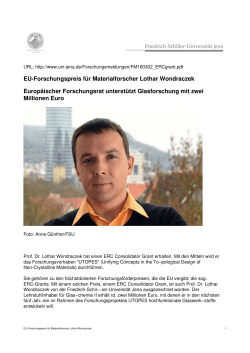 EU-Forschungspreis für Materialforscher Lothar Wondraczek
