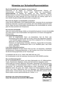 Hinweise zur Schadstoffsammelaktion