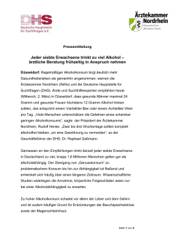 Pressemitteilung - Deutsche Hauptstelle für Suchtfragen e.V.