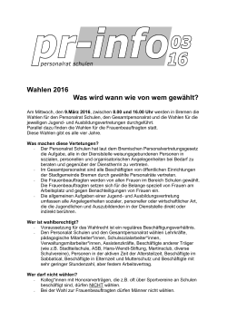Wahlen 2016 - Personalrat Schulen Bremen