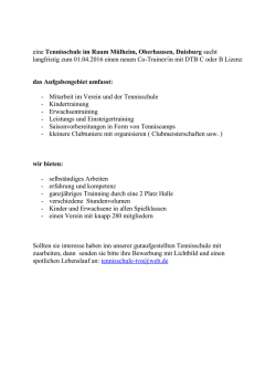 eine Tennisschule im Raum M&uuml;lheim, Oberhausen, Duisburg sucht