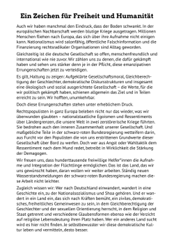 Ein Zeichen f&uuml;r Freiheit und Humanit&auml;t