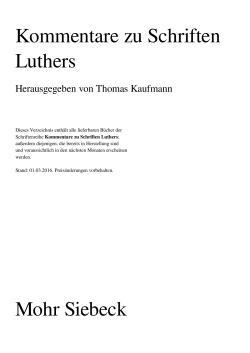 Kommentare zu Schriften Luthers Mohr Siebeck