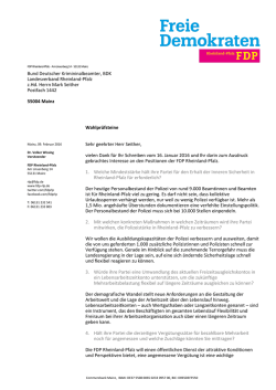Wahlprüfsteine Sehr geehrter Herr Seither, vielen Dank für Ihr