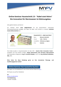 Online-Seminar Haustechnik 2.0 - "Kabel statt Rohre" Die - my-PV