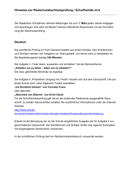 Hinweise zur Realschulabschlusspr&uuml;fung