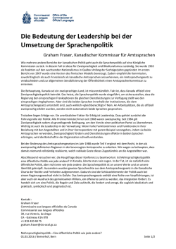 Graham Fraser, Kanadischer Kommissar für Amtssprachen Die