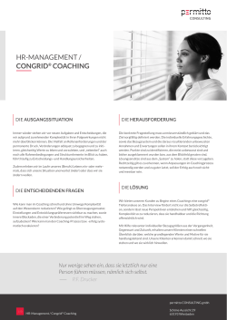 HR-Management / congrid ® Coaching Produktblatt HR