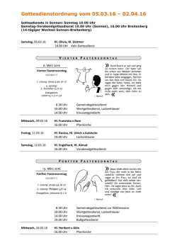 Gottesdienstordnung vom 05.03.16 &ndash; 02.04.16
