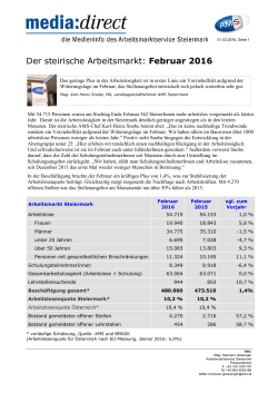 Der steirische Arbeitsmarkt: Februar 2016