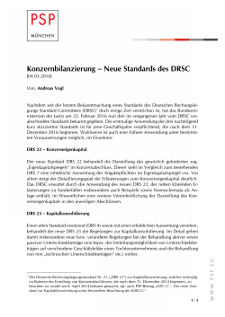 Konzernbilanzierung – Neue Standards des DRSC