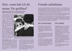 Herr, wann hab ich dir meine T&uuml;r ge&ouml;ffnet? Fremde aufnehmen