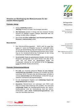 Hinweise zur Beantragung des Mietzuschusses f&uuml;r den sozialen
