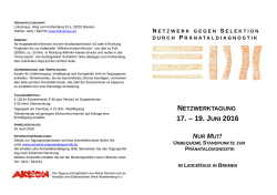 Programm - Netzwerk gegen Selektion durch Pränataldiagnostik