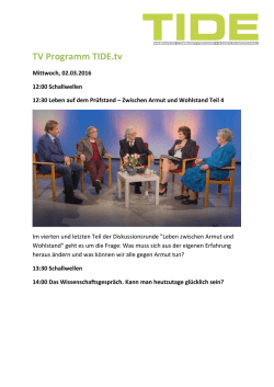 Das TV-Programm für Mittwoch, den 2. März 2016