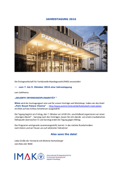 Jahrestagung 2016 vom 7. bis 9. Oktober 2016 in Wien