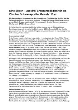 Eine Silber &ndash; und drei Bronzemedaillen f&uuml;r die Z&uuml;rcher