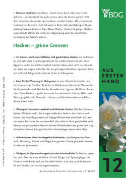 Hecken &ndash; gr&uuml;ne Grenzen - Bundesverband Deutscher