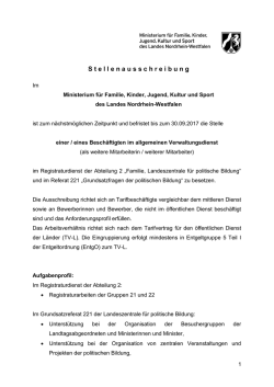 In der Gruppe 32 ist ab sofort die Stelle der Leitung des