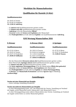Merkblatt für Mannschaftsreiter Qualifikation für Rastede (A