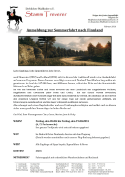 Anmeldung Sommerfahrt (05. bis 19. August 2016 – Finnland)