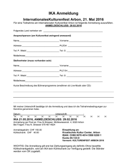 IKA Anmeldung - Internationales Kulturenfest Arbon
