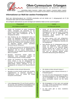 Informationen zur Wahl der zweiten Fremdsprache - Ohm