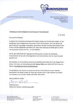 Jahresmitgliederversammlung 2016 mit Vorstandswahl, Kandidaten
